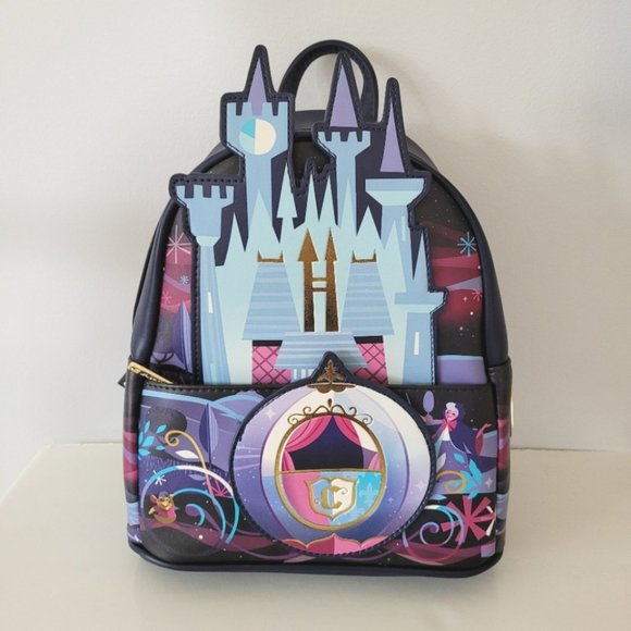 DISNEY X LOUNGEFLY Cinderella Castle Backpack & Wallet Matching Bundle Set